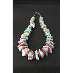 Vintage Chunky Turquoise and Coral Necklace