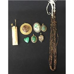 Antique Stick Pins, Heishi Strands, Misc. Pendants