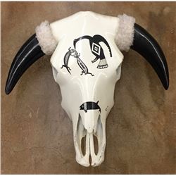Hand-Painted Cow Skull – Signed