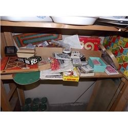 SHELF LOT  - GAMES  - CARDS - CRIB BOARDS AND MORE- SOME VINTAGE
