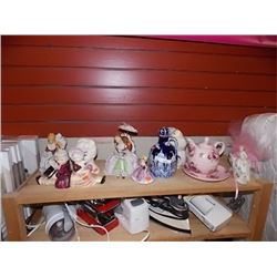 SHELF OF COLLECTABLE ITEMS AND OTHER