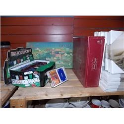 SHELF OF GAMES - INCLUDES POKER SET-UP