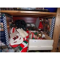 SHELF OF ASSORTED CHRISTMAS STUFF - SOME VINTAGE