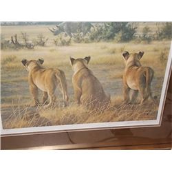 FRAMED LIMITED EDITION - PASSING FANCY - LION CUBS & RINO - ROBERT BATEMAN - GALLERY ESTIMATE $1425