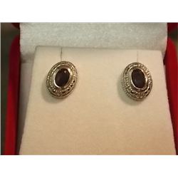 EARRINGS - NEW 1.20CT BLUE SAPPHIRE & DIAMONDS IN STERLING SILVER SETTING - INCLUDES CERTIFICATE $30