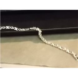 BRACELET -BLUE TOPAZ & DIAMONDS IN STERLING SILVER INFINITY LINK DESIGN - RETAIL APPROX. $325
