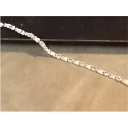 BRACELET - 6 CT OVAL FACETTED BLUE TOPAZ & DIAMOND TENNIS BRACELET - INCLUDES CERTIFICATE $450 - W-1