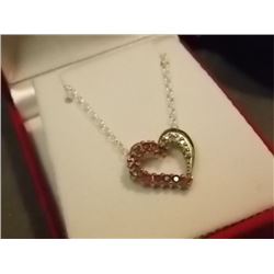 NECKLACE -   - DIAMOND AND RUBY IN STERLING SILVER SETTING - RETAIL ESTIMATE $325
