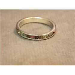 RING - STERLINGS SILVER - STAMPED 925 -FROM ESTATE MISSING ONE STONE ON THE UNDERSIDE