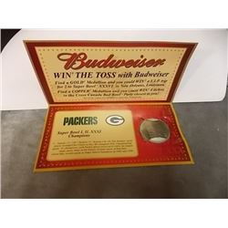 SUPERBOWL XXXVI - BUDWEISER NFL 2002 COMMEMORATIVE MEDALLION - PACKERS