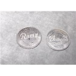 SUPERBOWL XXXVI - BUDWEISER NFL 2002 COMMEMORATIVE MEDALLION - RAMS & DOLPHINS - NO CARDS - 2 MEDALL
