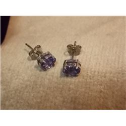 EARRINGS - NEW - 1CTW TANZANITE IN STERLING SILVER SETTING - ESTIMATED RETAIL - $350