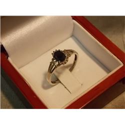 RING - FROM ESTATE - .35CT OVAL FACETTED BLACK SAPPHIRE IN STERLING SILVER SETTING - ESTIMATED RETAI