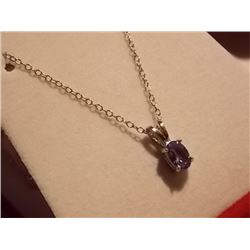 NECKLACE - .55CT OVAL TANZANITE PENDANT ON STERLING SILVER CHAIN - RICH DEEP PURPLE/BLUE VS CLARTIY 