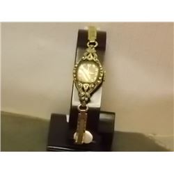 VINTAGE WATCH - ELMONT - INCLUDES ONE TESTED DIAMOND - ONE DIAMOND MISSING  - STAMPED 10K RGP TOP - 