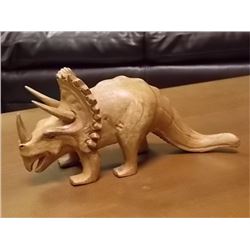 UNIQUE CARVED WOOD FIGURE - DINOSAUR - TRICERATOPS - 10"  X 5"