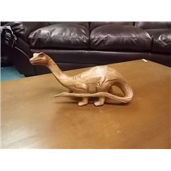 UNIQUE CARVED WOOD FIGURE - DINOSAUR - BRACHIOSAURUS - 10"  X 5"