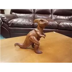 UNIQUE CARVED WOOD FIGURE - DINOSAUR - ORNITHOPODA - 7 ½"  X 7 ½"