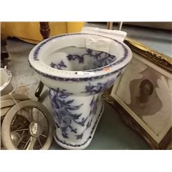 VINTAGE VICTORIAN PORCELAIN TOILET BOWL - 1890'S - DELFT BLUE DESIGN - PRINTED "CONTINENTAL" - ESTIM