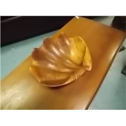 UNIQUE CARVED TEAK WOOD SHELL BOWL  - 13" X 12"