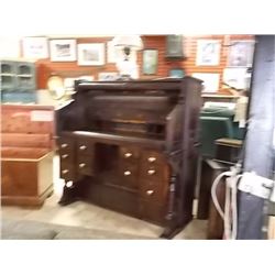 UNIQUE OLD COUNTRY DESIGNED ROLL TOP DESK MADE FROM VINTAGE PUMP ORGAN