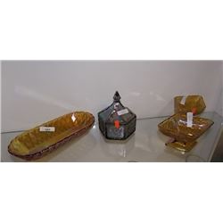 ASSORTED CARNIVAL GLASSWARE - 4 PC TTL