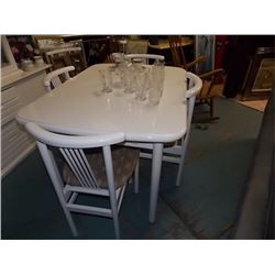 DINING TABLE , 2 LEAFS AND 6 CHAIRS - WHITE - ALL ONE MONEY