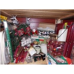 SHELF - ASSORTED CHRISTMAS - SOME VINTAGE LOADED WITH CANDLES