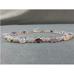 Multi-Gemstone & Diamond Tennis Bracelet