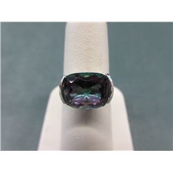 6.10 CT Octagon Mystic Topaz & Diamond Ring