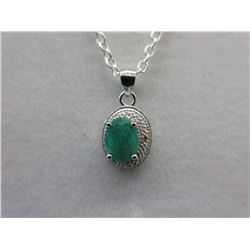 Oval Green Emerald & Diamond Necklace
