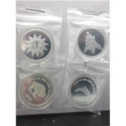 4 x .999 Fine Silver Australia Art Rounds