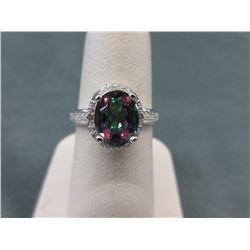 Oval Cut Mystic Topaz & Diamond Dinner Ring