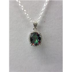 Oval Cut Mystic Topaz & Diamond Necklace