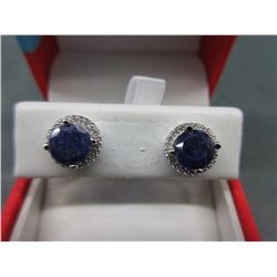 New - Blue Sapphire & Diamond Stud Earrings