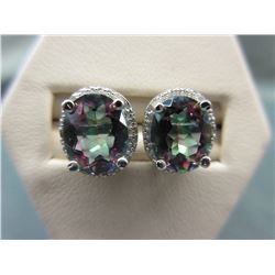 New - Oval Mystic Topaz & Diamond Earrings