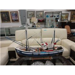 Large wood ship model on stand