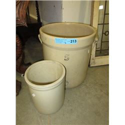 5 Gallon Medalta crock & 1 Gallon crock