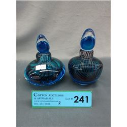 Pair of Blue art glass perfume bottles