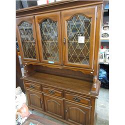 Colonial style wood buffet hutch - used