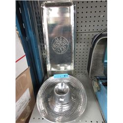 Metal chip & dip bowl, & platter