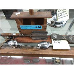 Vintage razor strap, curling iron & more