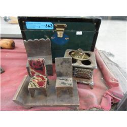 Vintage hand carved toy furniture & more