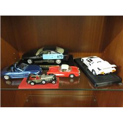 5 Scale model cars - assorted scale