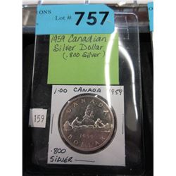 1959 Canadian Silver Dollar Coin