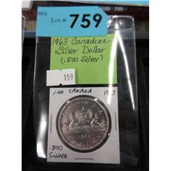 1963 Canadian Silver Dollar Coin