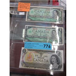Last 3 issues of the Canadian $1 bill