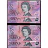 Image 1 : Australia, Five Dollar, Fraser/Evans (1995); MacFarlane/Evans (R.217aF; R.218aF)