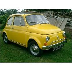 A Fiat 500L, 1968, registration number SYC 148F, yellow, this car is taxed and MOT'd to November...