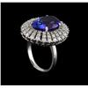 Image 4 : 8.72ct Tanzanite and Diamond Ring - 14KT White Gold